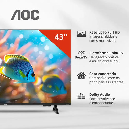 Imagem 7 de 7 de Smart Tv 43 Aoc Led Roku Full Hd Wi-fi 60hz Hdmi Usb 43s5155/78g