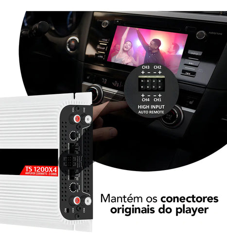 Imagem 8 de 10 de Modulo Amplificador Taramps Ts1200X4 2 Ohms 1200W Potencia Som Automotivo Alto Falante Driver Super Tweeter Entrada RCA 4 Canais Estereo Crossover HPL LPF FULL Conexao Bridge Branco Carro Camionete