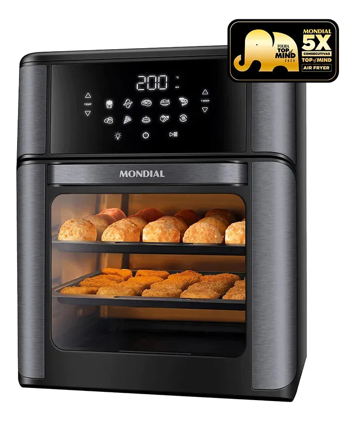 Fritadeira Elétrica AFON-12L-BG Forno Oven 12 Litros Preto Mondial - Image 1