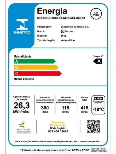 Imagem 7 de 8 de Geladeira Electrolux Frost Free Inverter 410L Efficient com AutoSense Inox Look IF46S