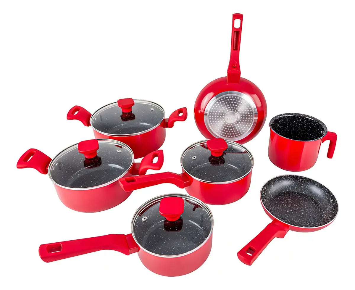 Conjunto Panelas Indução Cerâmico Pratic Cook Red 10 Pç Mimo - Image 5