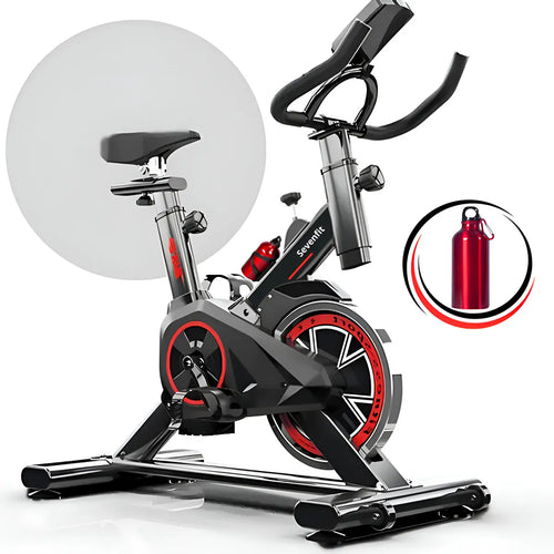 Imagem 1 de 9 de Bicicleta Ergométrica Fitness Para Cardio E Musculação Com Base Cor Preto E Vermelho 6kg Inercia Marca Sevenfit
