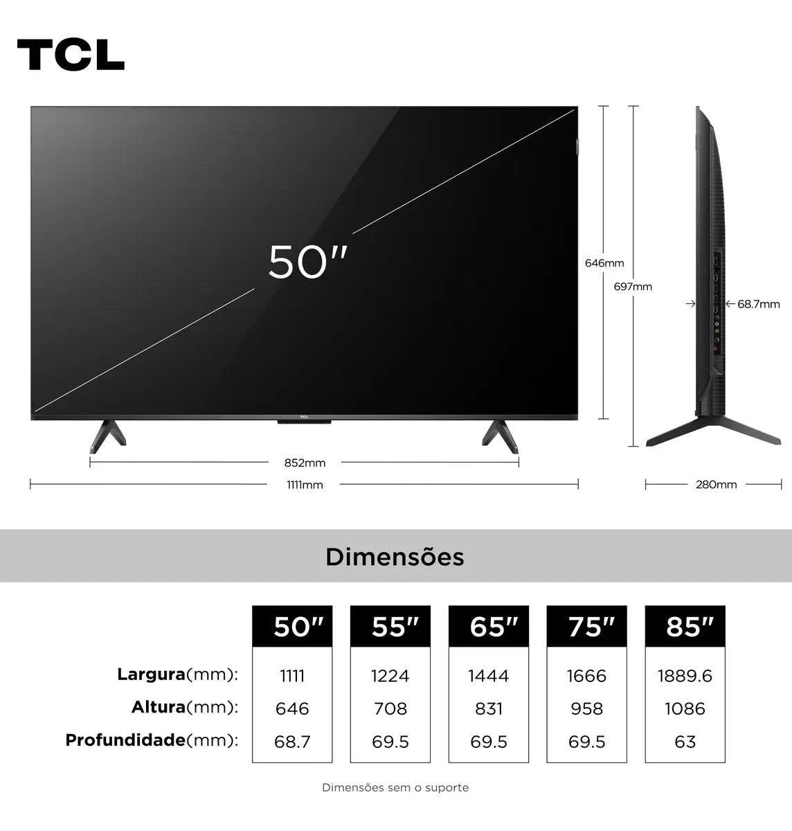 Smart TV TCL 50 Polegadas QLED 4K P7K WiFi Bluetooth Google TV HDR10+ Dolby Atmos Dolby Vision 50P7K - Image 3
