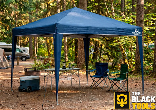 Imagem 2 de 9 de Tenda Gazebo Sanfonada Articulada The Black Tools 3x3m Azul Impermeável Resistente Proteção Ao Ar Livre Camping Praia