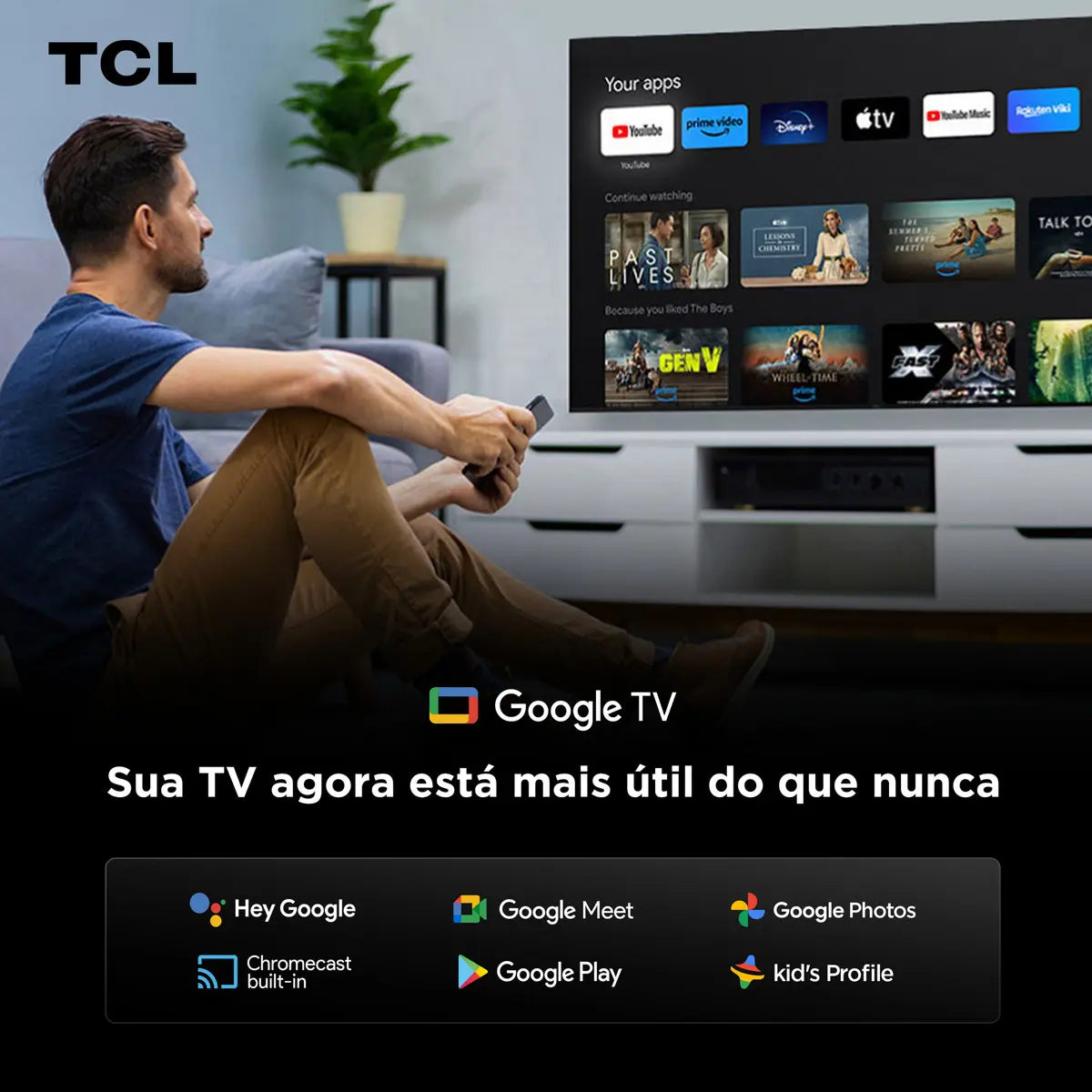 Smart TV TCL 50 Polegadas QLED 4K P7K WiFi Bluetooth Google TV HDR10+ Dolby Atmos Dolby Vision 50P7K - Image 8