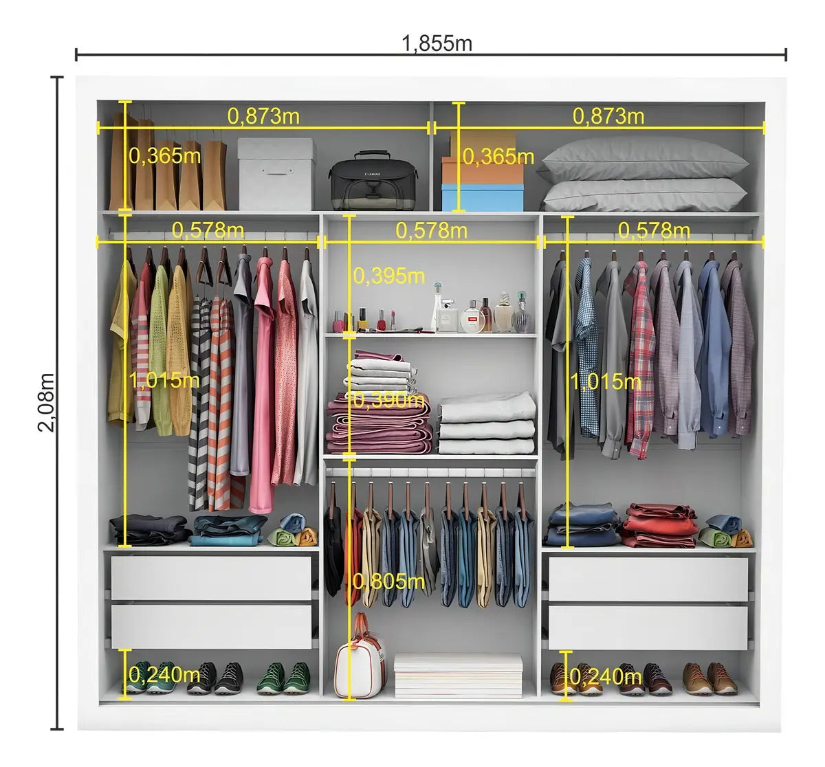 Guarda-Roupa Carioca Móveis Melissa Glass cor branco de MDP com 3 portas corrediças Branco - Image 5