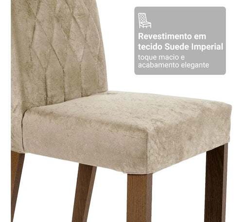 Imagem 6 de 10 de Sala Jantar Estofada Mesa Tampo Vidro 4 Cadeiras Madesa Anaju Rci Cor Rustic/Crema/Imperial MDJA0401387GSIM