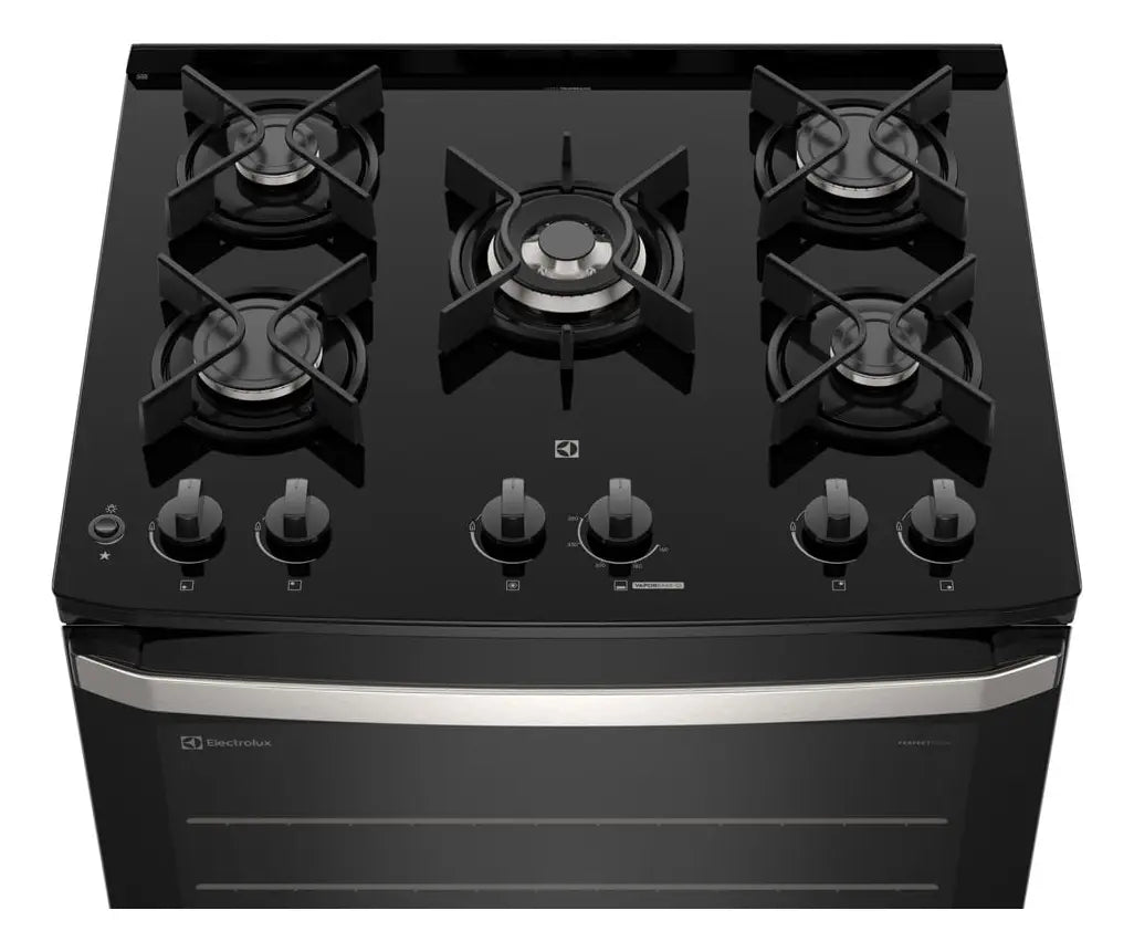 Fogão 5 Bocas Electrolux Preto Efficient Mesa de Vidro PerfectCook e Grades de Ferro (FE5GB) Bivolt - Image 3