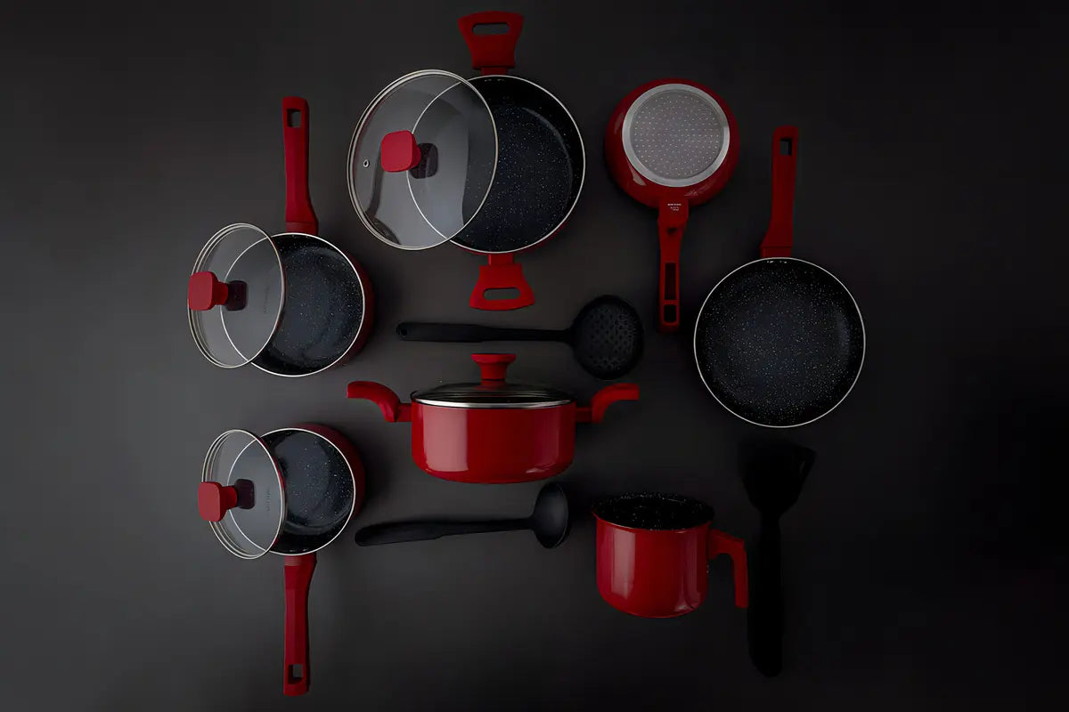 Conjunto Panelas Indução Cerâmico Pratic Cook Red 10 Pç Mimo - Image 10