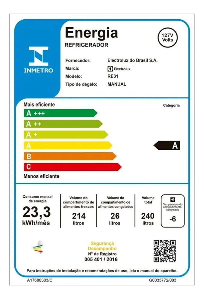 Geladeira Electrolux Cycle Defrost 240L Degelo Prático Uma Porta Branca RE31 - Image 8