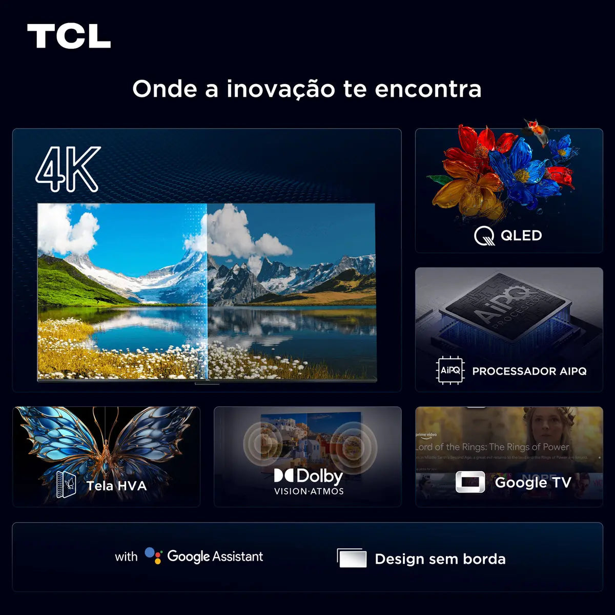 Smart TV TCL 50 Polegadas QLED 4K P7K WiFi Bluetooth Google TV HDR10+ Dolby Atmos Dolby Vision 50P7K - Image 4