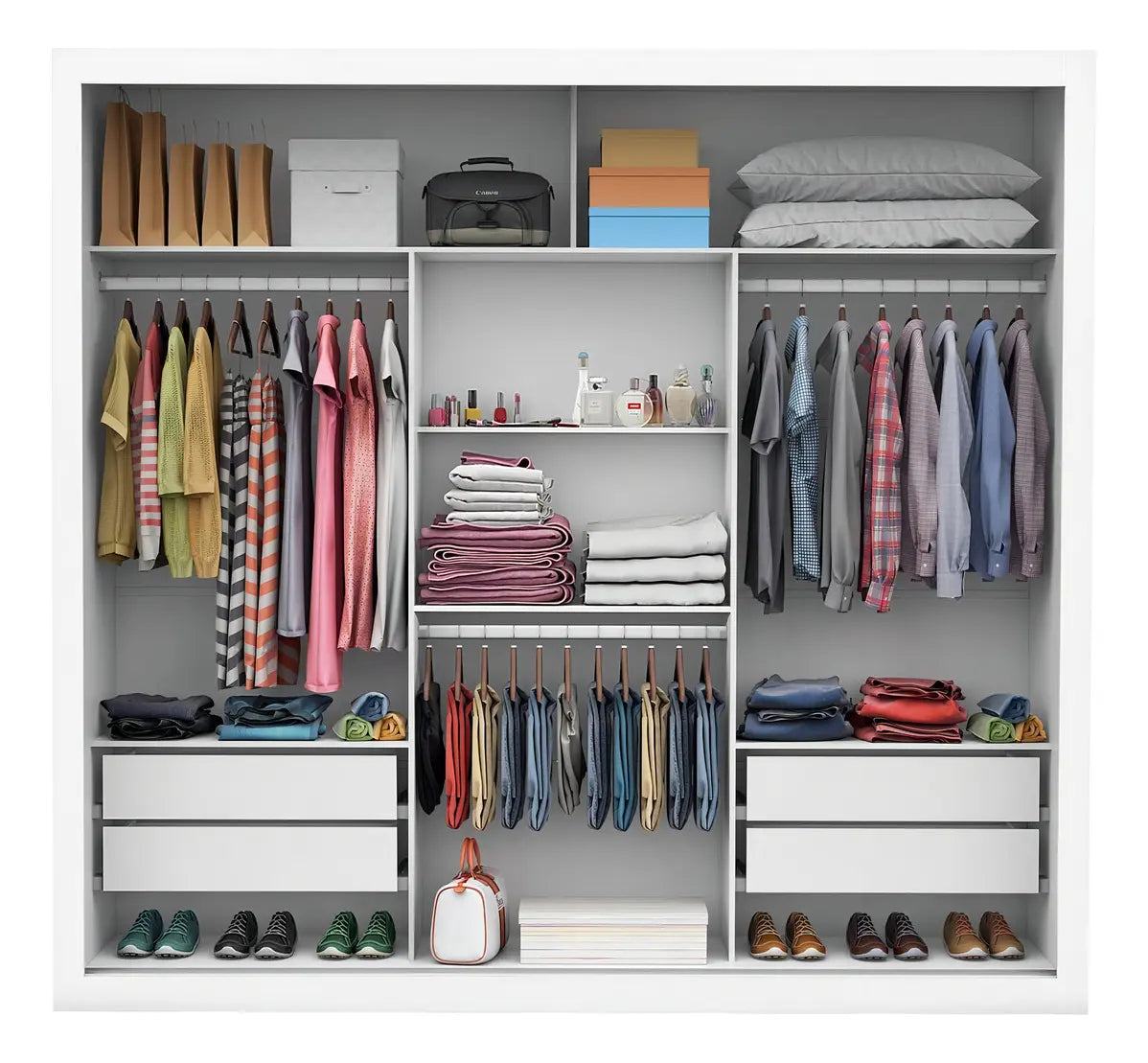 Guarda-Roupa Carioca Móveis Melissa Glass cor branco de MDP com 3 portas corrediças Branco - Image 2