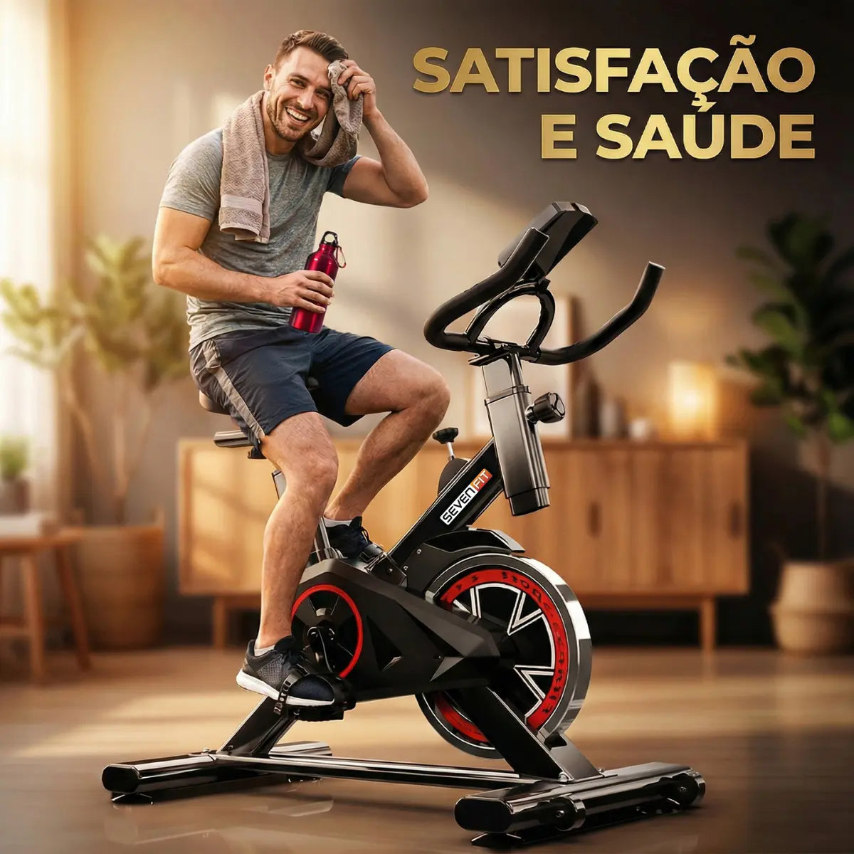 Bicicleta Ergométrica Fitness Para Cardio E Musculação Com Base Cor Preto E Vermelho 6kg Inercia Marca Sevenfit - Image 8