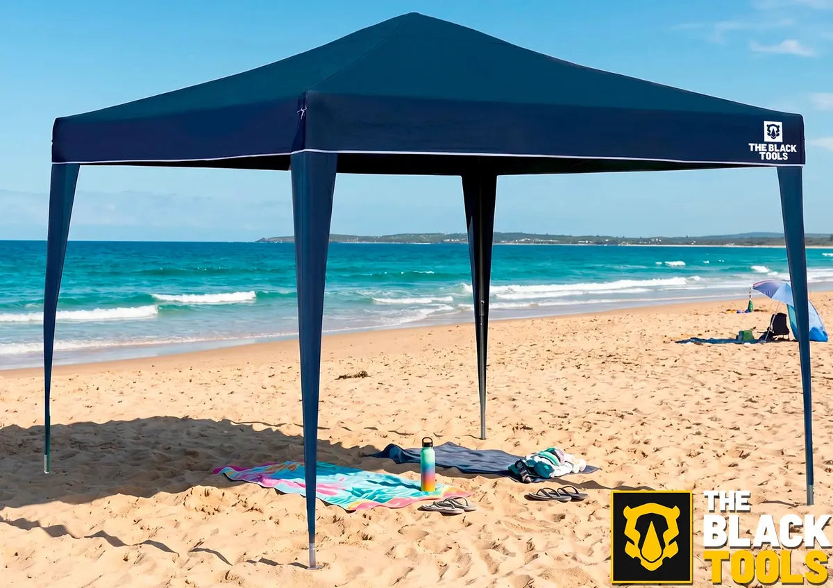 Tenda Gazebo Sanfonada Articulada The Black Tools 3x3m Azul Impermeável Resistente Proteção Ao Ar Livre Camping Praia - Image 9
