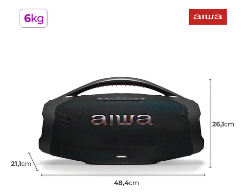 Imagem 10 de 11 de Caixa De Som Boombox Aiwa AWS-BBS-01B 200w IP66 30hs De Bateria Cor Preto