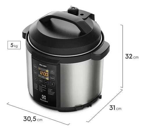 Imagem 2 de 6 de Panela Pressão Elétrica Electrolux Digital Capacidade 6L Silenciosa Segura 10 Travas Segurança 15 Receitas Pré-Programadas 3 Níveis Pressão PCC20 Inox Preto Por Rita Lobo