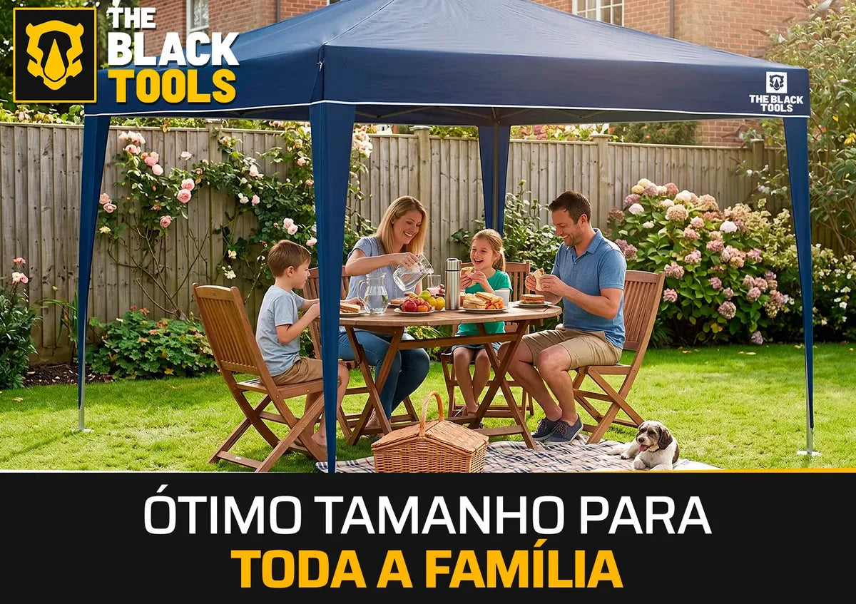 Tenda Gazebo Sanfonada Articulada The Black Tools 3x3m Azul Impermeável Resistente Proteção Ao Ar Livre Camping Praia - Image 7