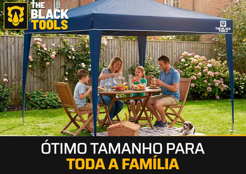 Imagem 7 de 9 de Tenda Gazebo Sanfonada Articulada The Black Tools 3x3m Azul Impermeável Resistente Proteção Ao Ar Livre Camping Praia