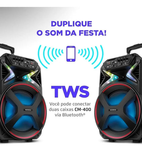 Imagem 5 de 5 de Caixa Amplificada Connect Lights Cm-400 Mondial Cor Preto