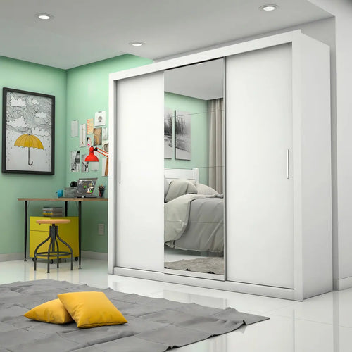 Imagem 3 de 9 de Guarda-Roupa Carioca Móveis Melissa Glass cor branco de MDP com 3 portas corrediças Branco