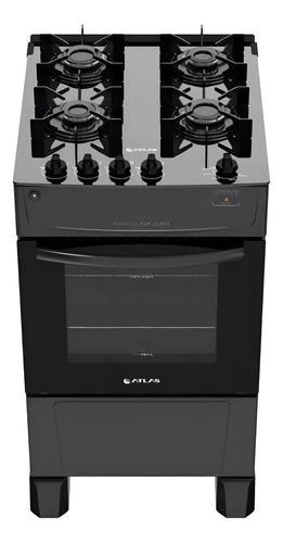 Imagem 3 de 8 de Fogão 4 Bocas Atlas Mônaco Top Glass com Mesa de Vidro e Acendimento Automático Preto Bivolt