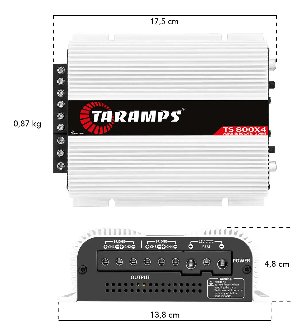 Modulo Taramps Ts800x4 2 Ohms 800W Potencia Rms Amplificador Som Automotivo Entrada Rca E Fio Crossover LPF FULL HPF Subwoofer Kit Duas Vias Drivers T800 4 Canais Carro Camionete Conexao Bridge Branco - Image 6